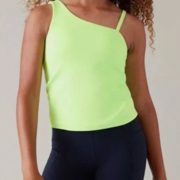 Girls Size Large 12 Athleta Girl Stand Out Support Tank Top Neon Green, Like New - Picture 1 of 6